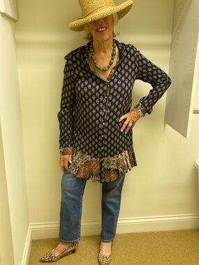 Hem & Thread long shirt dress, boho, buttondown front